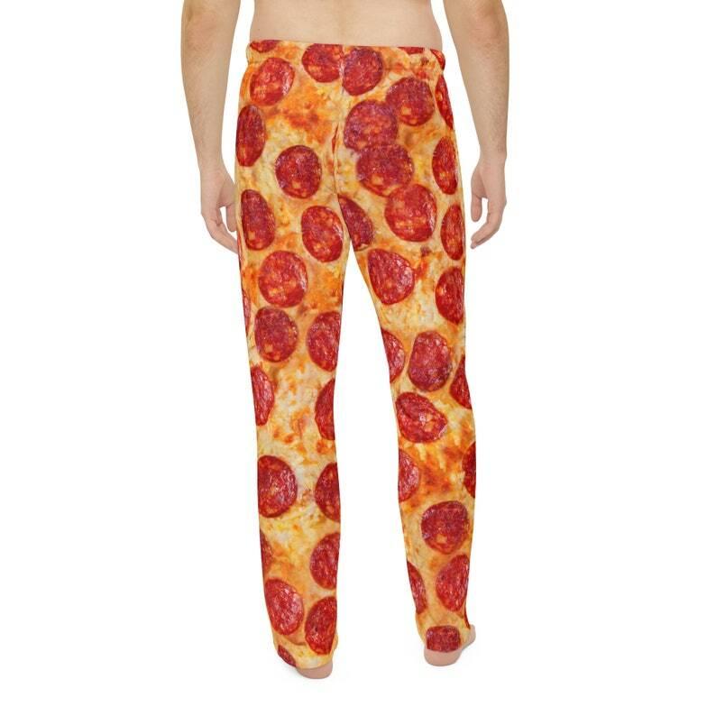 Men's Pajama Pants pepperoni pizza, funny men pj pants, novelty gift man, gift for dad, pizza lovers