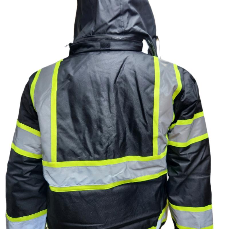 High Visibility Reflective Black Safety Bomber Rain Jacket, with Sherpa Insulation to keep you warm (PLEASE NOTE - JACKETS RUN SMALL)