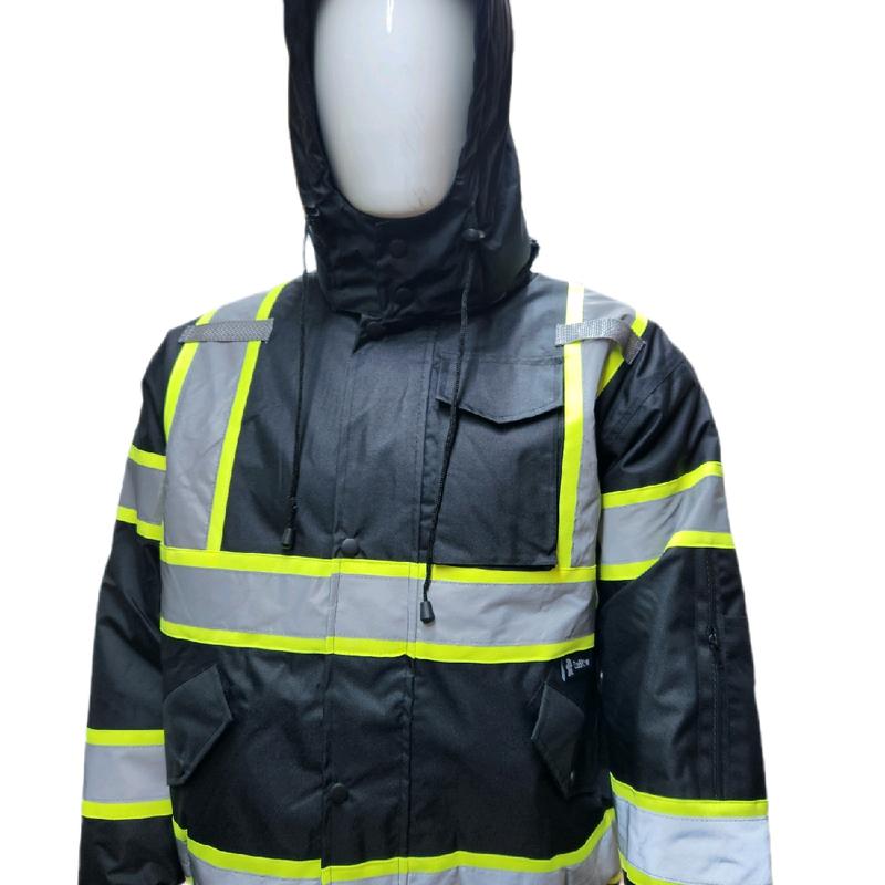 High Visibility Reflective Black Safety Bomber Rain Jacket, with Sherpa Insulation to keep you warm (PLEASE NOTE - JACKETS RUN SMALL)