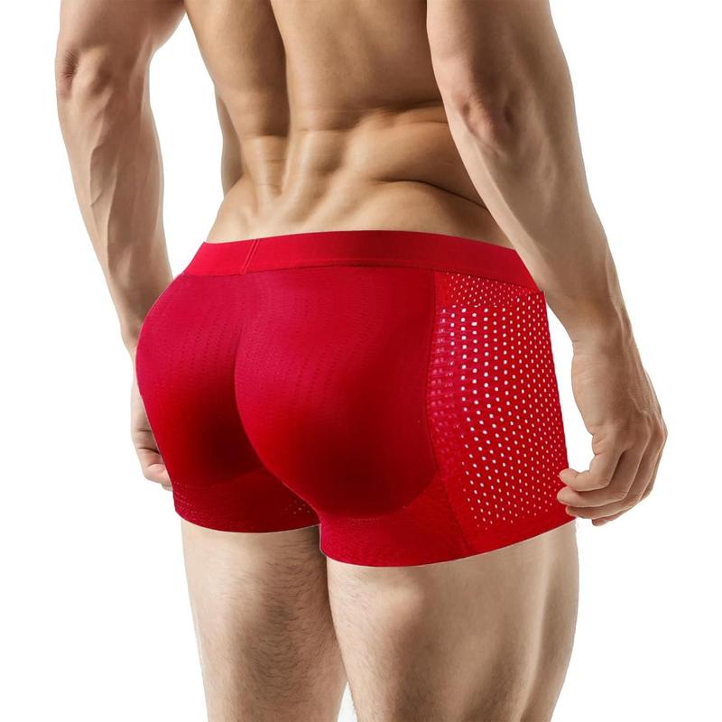 Mens Butt Padded Underwear Mens Mesh Shapewear Boxer Briefs with Butt Enhancing Pads