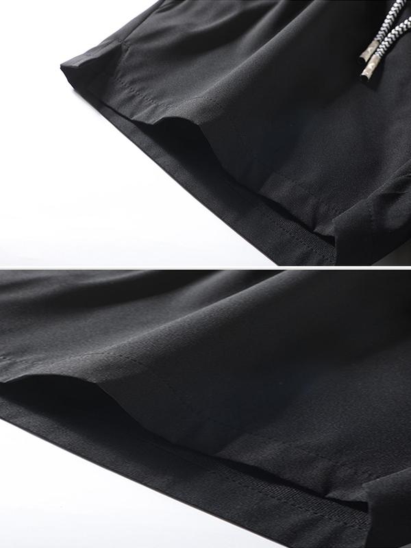 Men's Solid Color Drawstring Waist Split Hem Shorts, Casual Elastic Waist Zipper Shorts for Summer, Men's Bottoms for Daily Wear