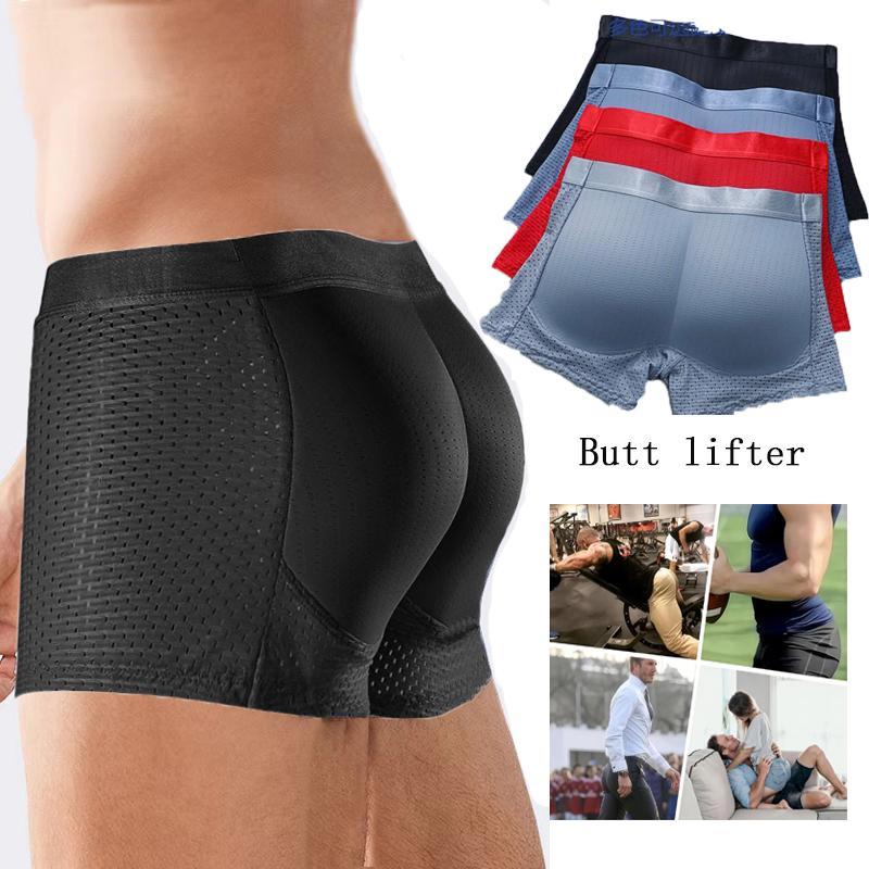 Mens Butt Padded Underwear Mens Mesh Shapewear Boxer Briefs with Butt Enhancing Pads