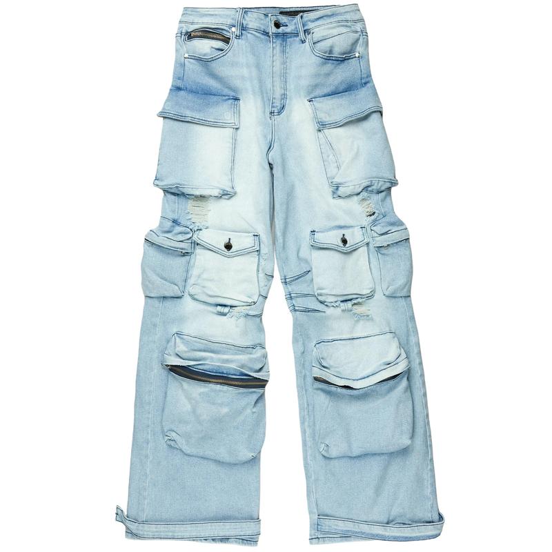 Mahesh Blue Baggy Cargo Jean