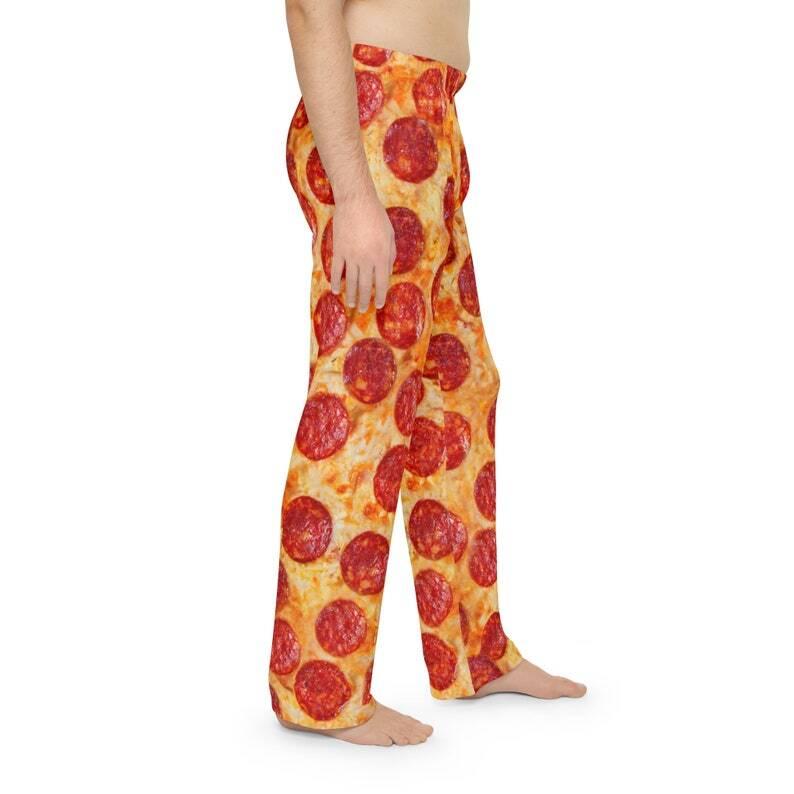 Men's Pajama Pants pepperoni pizza, funny men pj pants, novelty gift man, gift for dad, pizza lovers