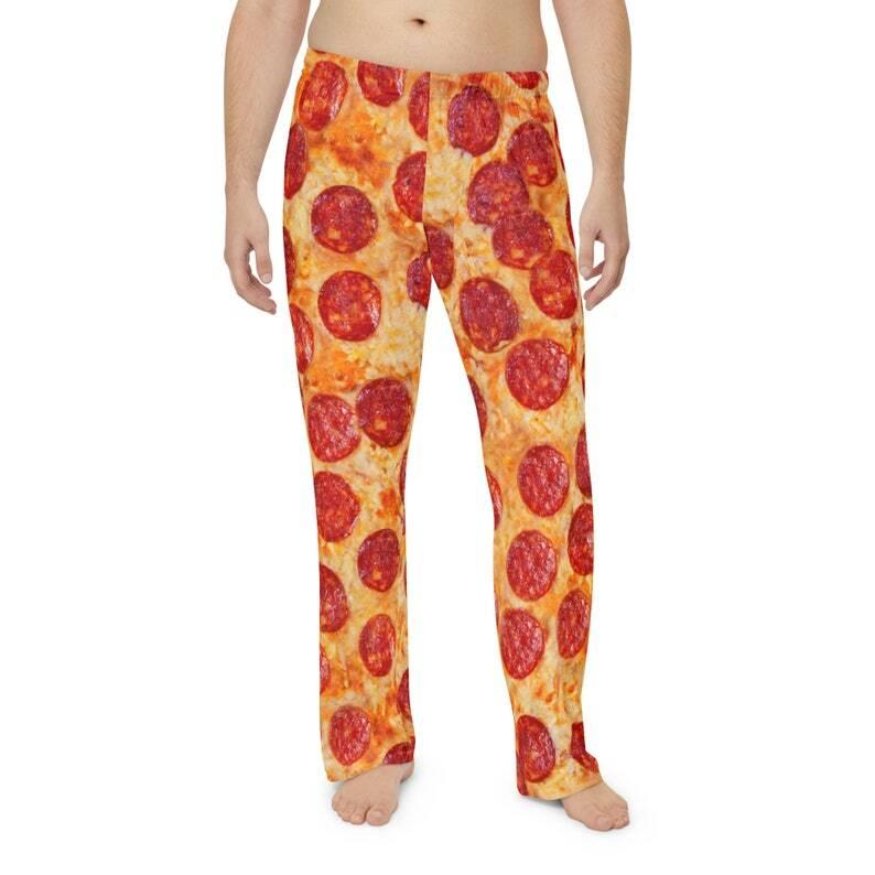 Men's Pajama Pants pepperoni pizza, funny men pj pants, novelty gift man, gift for dad, pizza lovers