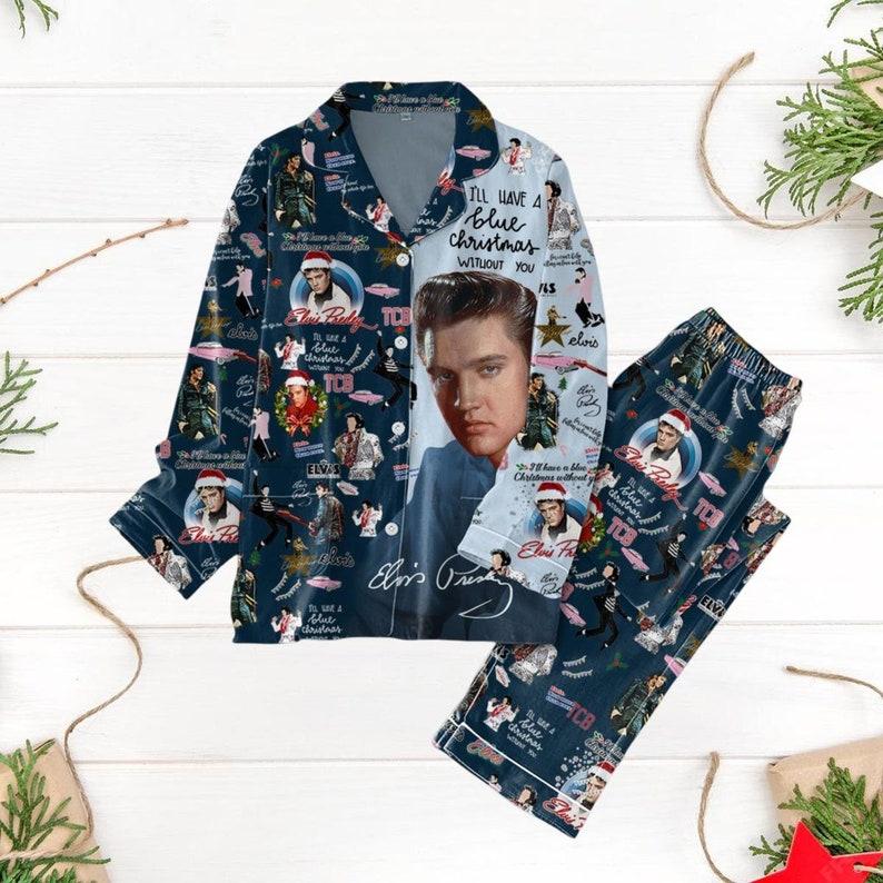 Elvis Memories Pajamas Set, Elvis Presley Pajamas Pants, Elvis King Holiday Pajamas, Rock And Roll Pjs Christmas, Elvis Midnight Shirt