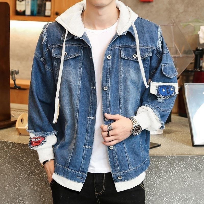 Men's Hooded Denim Streetwear Jeans Jacket