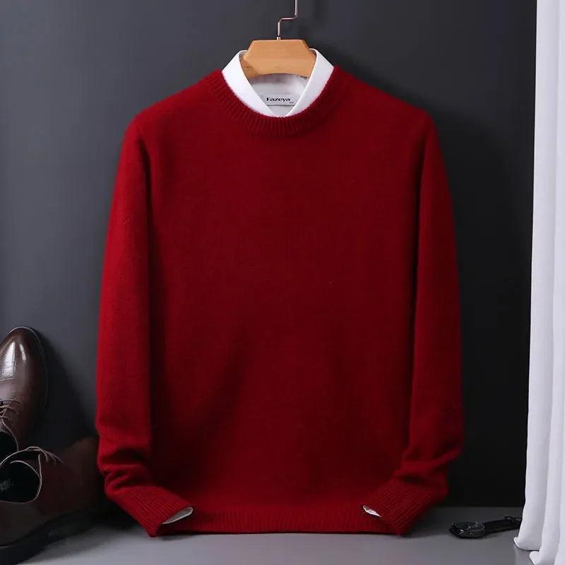 Cashmere Sweater O-neck Pullovers Men's Loose Oversized M-5XL Knitted Bottom Shirt Autumn Winter New Korean Casual Men's Top