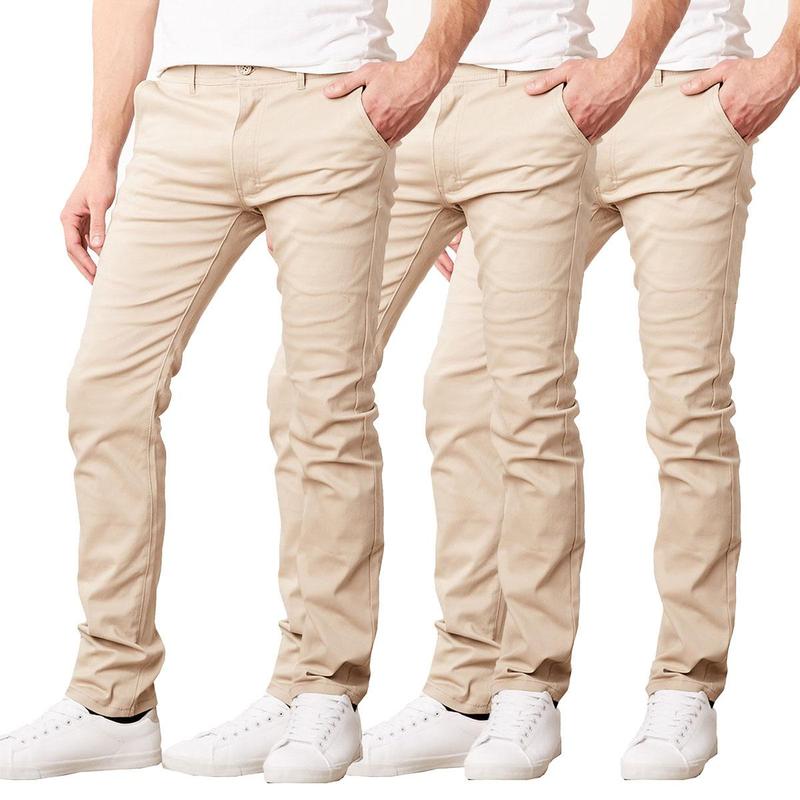 3-Pack Men's Slim Fit Cotton Stretch Classic Chino Pants (Sizes, 30-40)