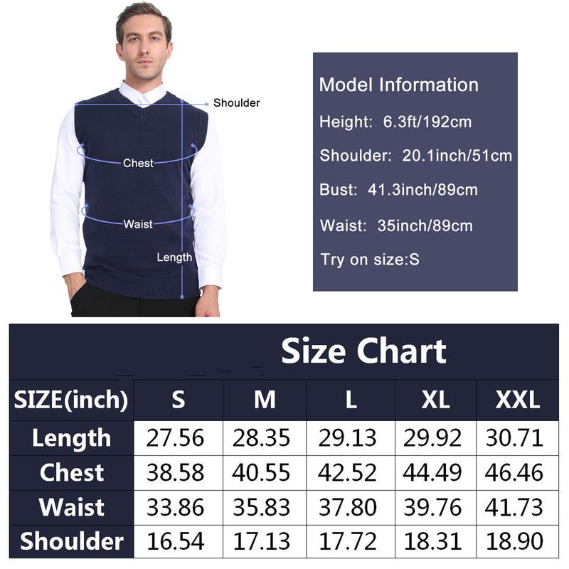 Mens V Neck Sleeveless Sweater Vest，Elegant Basic Slim Fit Knit Pullover Vest  for Formal Occasions