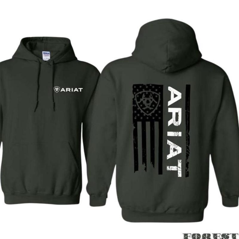 Ariat Hoodie - Classic American Flag Design with Bold Ariat Men Logo, Perfect for Western Lifestyle Enthusiasts, Comfortable Unisex Hoodie for Patriotic Style and Everyday Wear Menswear Sweaters Branding