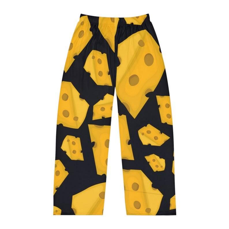 Men's funny cheese Pajama Pants , cheese lover pj pants, food novelty lounge pants men, humor gift for dad, summer sleepwear