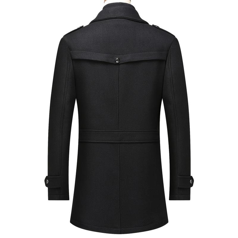 winter coats for menStylish Men's Wool Blend Pea Coat - Stand Collar, Removable Inner Collar, Single Breasted, Warm Overcoat for Winter - Classic, Versatile, and Timeless Design