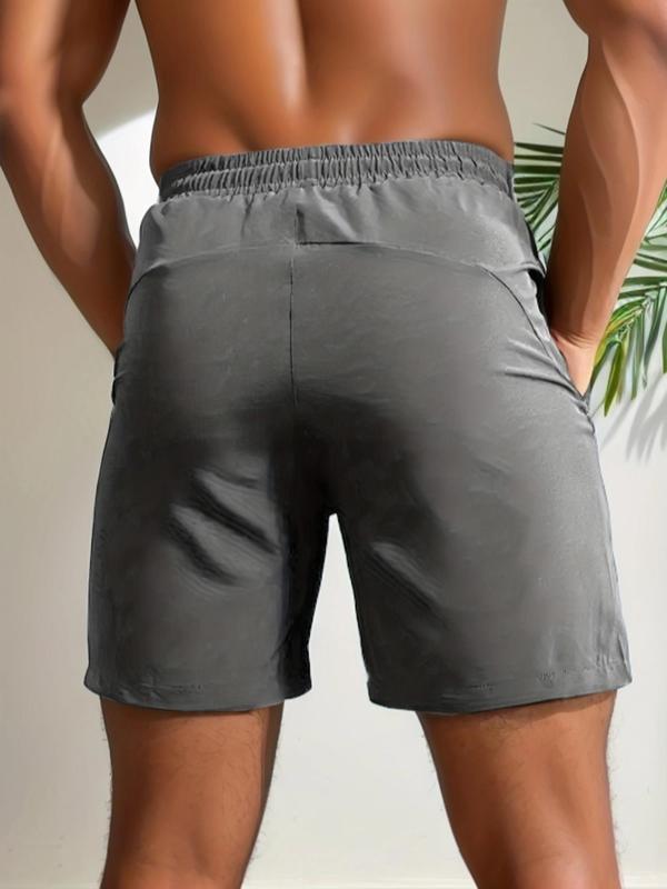 Men's Pocket Drawstring Waist Shorts, Regular Fit Casual Comfy Breathable Shorts, Men's  Summer Bottoms for Daily Wear