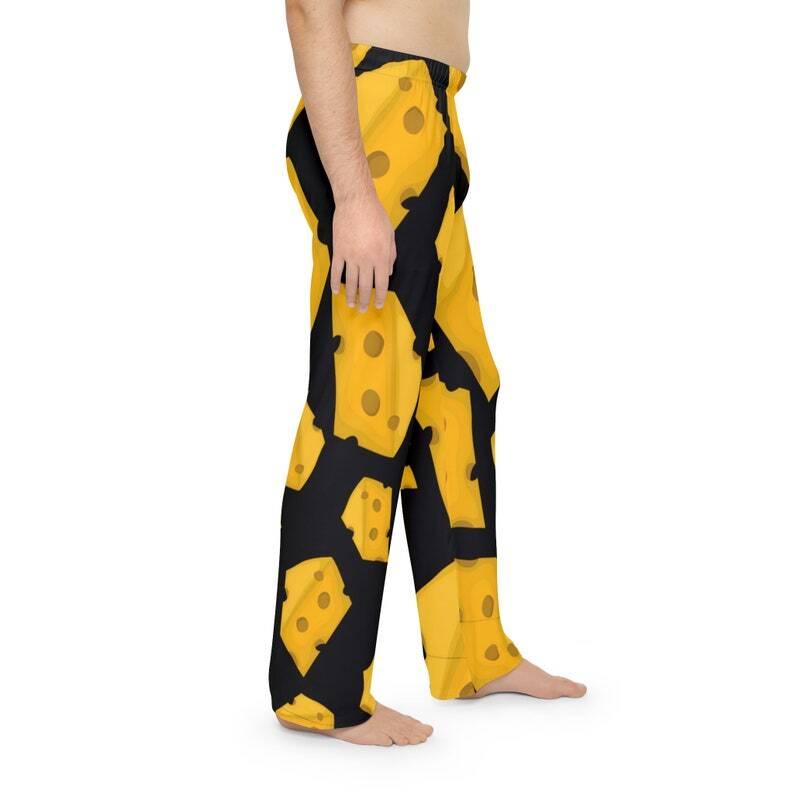 Men's funny cheese Pajama Pants , cheese lover pj pants, food novelty lounge pants men, humor gift for dad, summer sleepwear