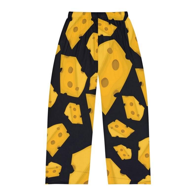 Men's funny cheese Pajama Pants , cheese lover pj pants, food novelty lounge pants men, humor gift for dad, summer sleepwear