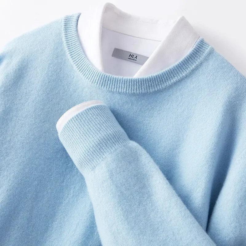 Cashmere Sweater O-neck Pullovers Men's Loose Oversized M-5XL Knitted Bottom Shirt Autumn Winter New Korean Casual Men's Top