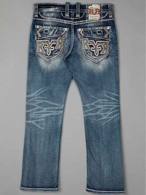 Rock Revival Men's Denim Jeans Slim Straight Blue, Men's Biker Jeans, 2000s Jeans, Comfortable Jeans For Men, Denim Jeans For Men