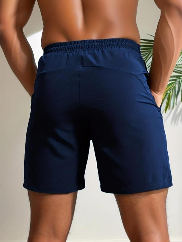 Men's Pocket Drawstring Waist Shorts, Regular Fit Casual Comfy Breathable Shorts, Men's  Summer Bottoms for Daily Wear