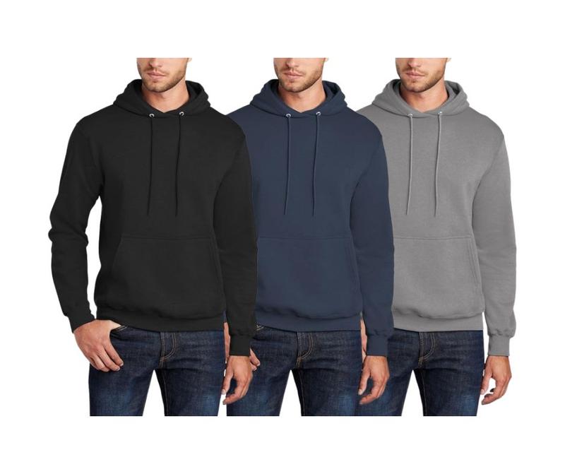 3-Pack: Men's Heavyweight Fleece Lined Pullover Hoodies