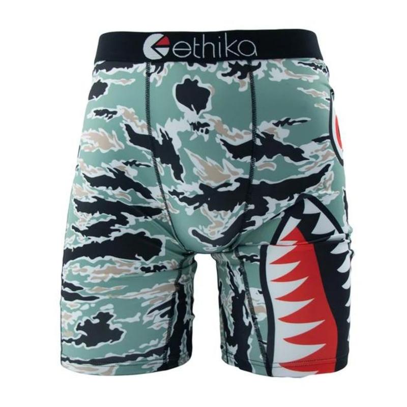 ETHIKA Sexy Men Underwear Boxers Fashion Shark Print Underpants Breathable Panties Lingerie Plus Size Boxer Briefs Trunks 3Pcs Boys' Lightweight