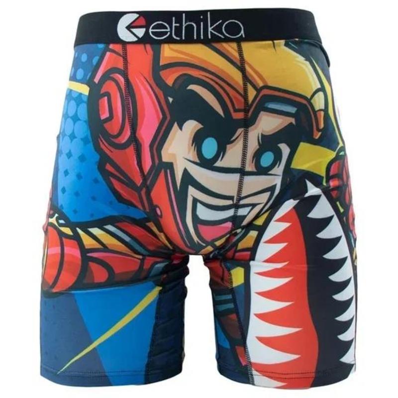 ETHIKA Sexy Men Underwear Boxers Fashion Shark Print Underpants Breathable Panties Lingerie Plus Size Boxer Briefs Trunks 3Pcs Boys' Lightweight