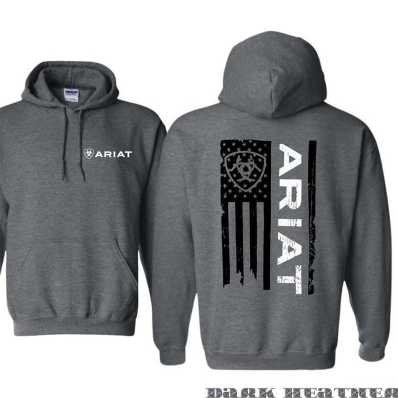 Ariat Hoodie - Classic American Flag Design with Bold Ariat Men Logo, Perfect for Western Lifestyle Enthusiasts, Comfortable Unisex Hoodie for Patriotic Style and Everyday Wear Menswear Sweaters Branding