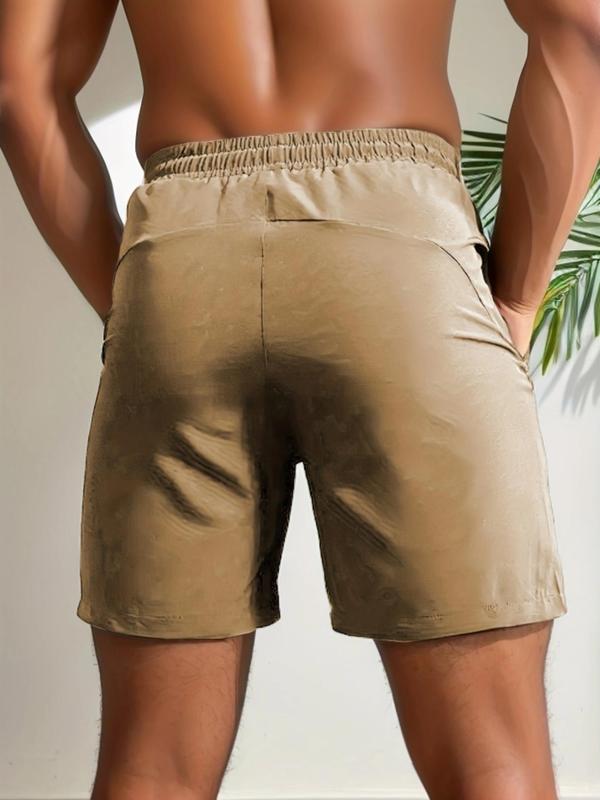 Men's Pocket Drawstring Waist Shorts, Regular Fit Casual Comfy Breathable Shorts, Men's  Summer Bottoms for Daily Wear