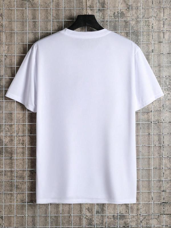 Men's Letter Print Round Neck Tee, Men's Summer Clothes, Summer Outfits, Regular Fit Casual Streetwear Short Sleeve Crew Neck T-Shirt for Summer, Graphic Tees, Fashion Men's Top for Daily Wear, 90s Clothes