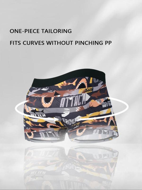 Men's All Over Print Boxer Brief, Casual Comfy Breathable Underwear for Daily Wear, Men's Underwear for All Seasons