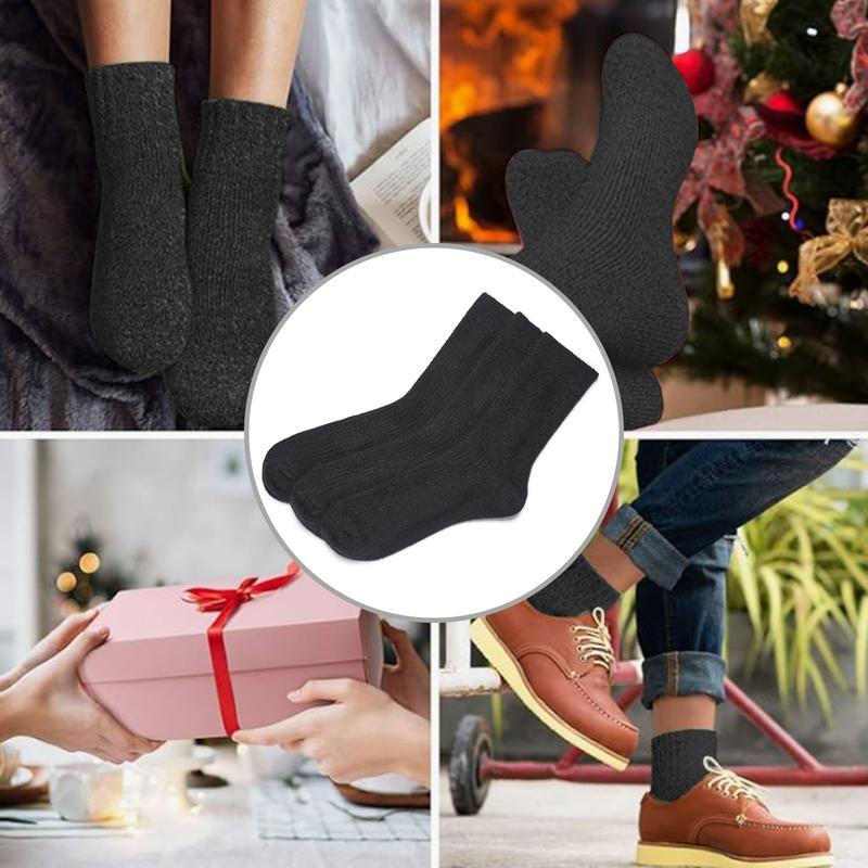 3 Pairs Wool Cashmere Socks for Men Women Winter Warm Wool Black Socks Thick Soft Dress Crew Socks Gift With A Box Menswear Christmas