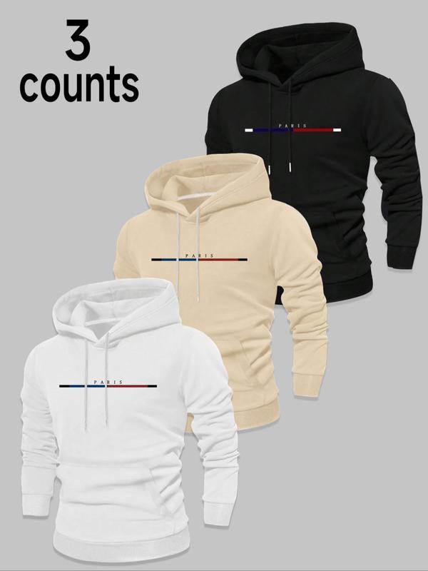 Men's Letter Print Thermal Lined Hoodie, Casual Regular Fit Long Sleeve Hooded Sweatshirt for Fall & Winter, Men's Top for Daily Wear, Hoodies for Men, Mens Clothes, Boyfriend Gifts