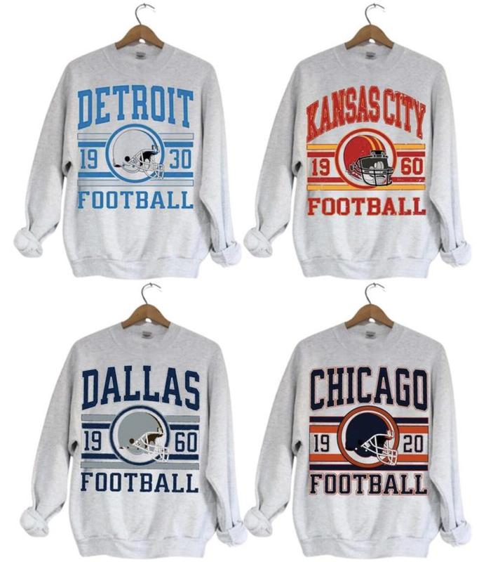 Vintage Football Sweatshirt, Football Team Sweatshirt Collection, Gift Fans, For Women, For Men.