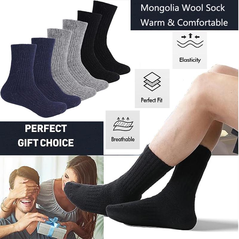 3 Pairs Wool Cashmere Socks for Men Women Winter Warm Wool Black Socks Thick Soft Dress Crew Socks Gift With A Box Menswear Christmas