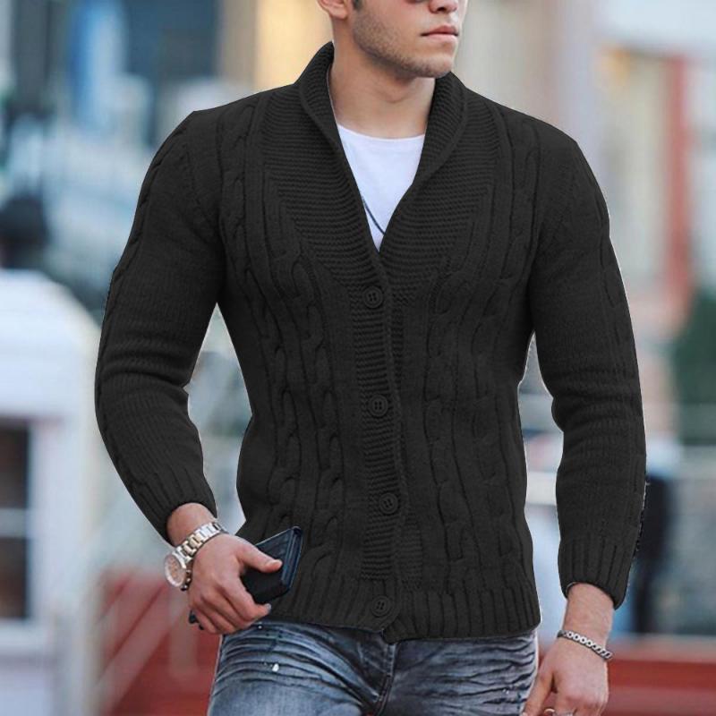 European And American Sweaters For Men, Autumn And Winter Fashionable Lapel Long-sleeved Slim Sweaters, Large Size Cardigans