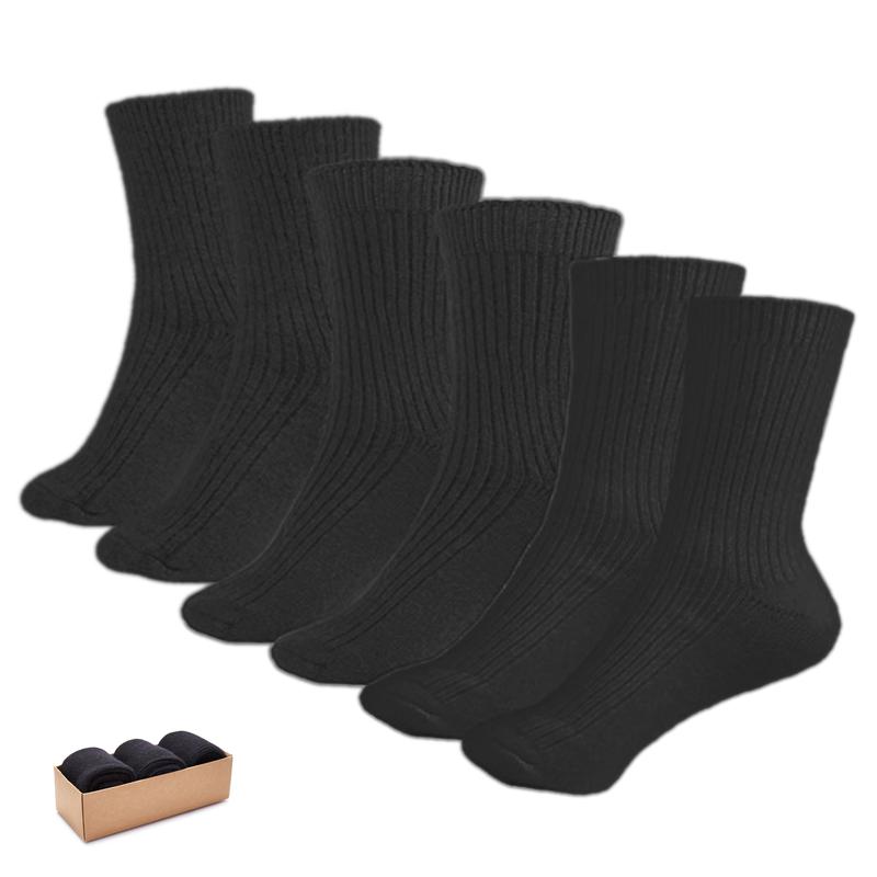 3 Pairs Wool Cashmere Socks for Men Women Winter Warm Wool Black Socks Thick Soft Dress Crew Socks Gift With A Box Menswear Christmas