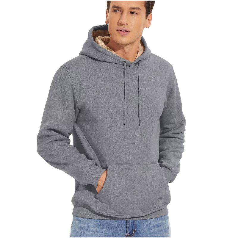 MAGCOMSEN Men's Heavy Hoodie Sherpa Fleece Lined Pullover Thick Winter Hooded Sweatshirt