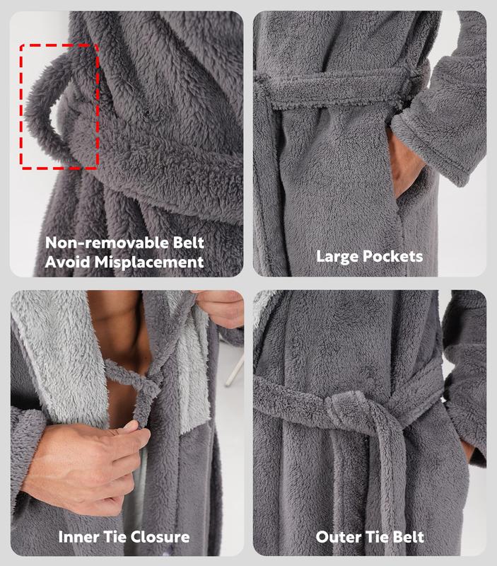 DAVID ARCHY Men's Soft Fleece Plush Robe Full Length Long Bathrobe