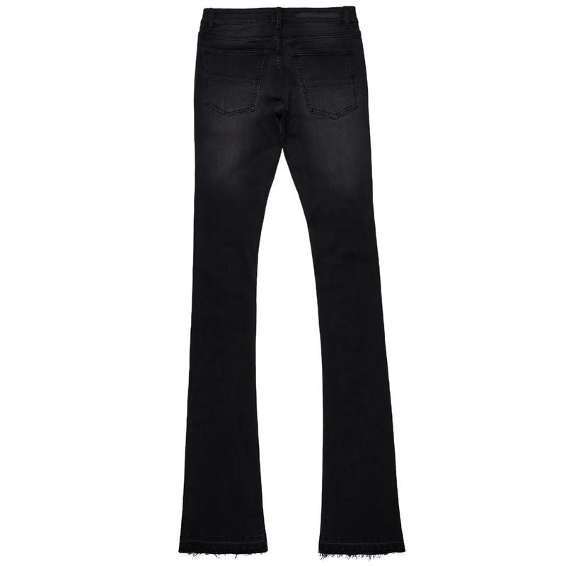 Stellan Black Super Stacked Flare Jean