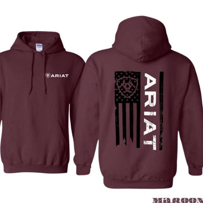 Ariat Hoodie - Classic American Flag Design with Bold Ariat Logo, Perfect for Western Lifestyle Enthusiasts, Comfortable Unisex Hoodie for Patriotic Style and Everyday Wear Menswear Sweaters