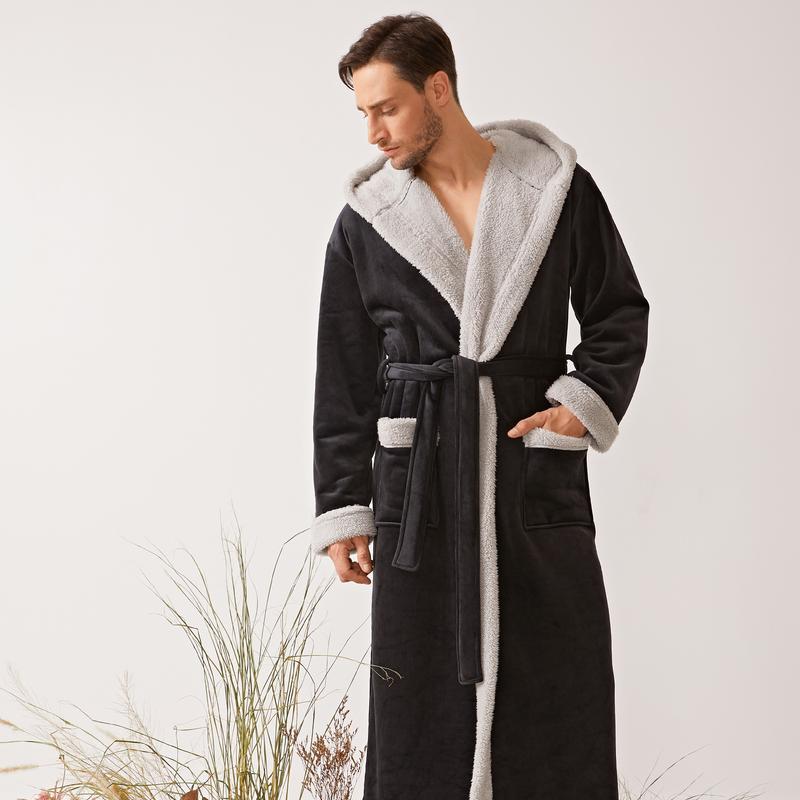 DAVID ARCHY Men's Soft Fleece Plush Robe Full Length Long Bathrobe