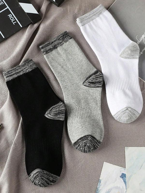 Men's Patchwork Mid-calf Socks, Casual Comfy Breathable Anti Slip Crew Socks for Daily Wear, Men's Socks for All Seasons