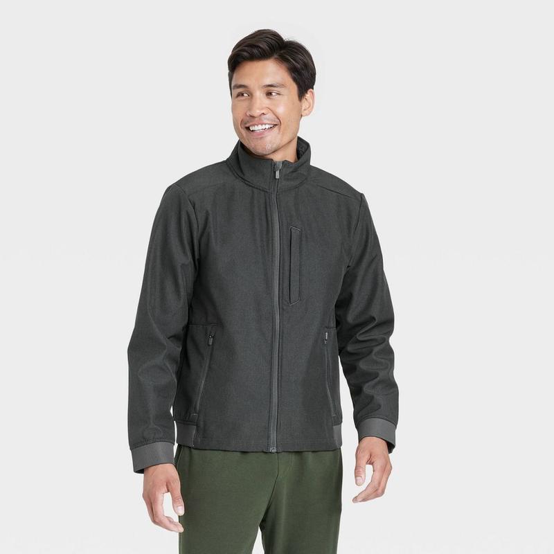 All In Motion Men's Zip-Up Winter Wind-Resistant Softshell Jacket