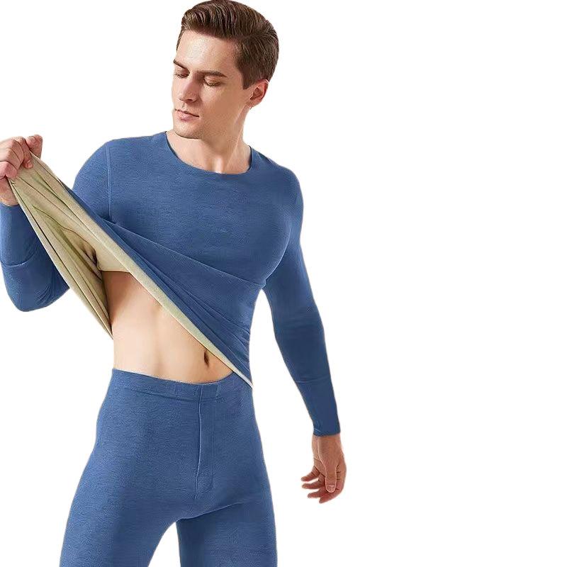 Men's Self-Heating High-End Long Johns Warm Double-Sided Velvet Suit Seamless Fleece Lined Thickened Cold Protection Underwear Winter 2024 Christmas