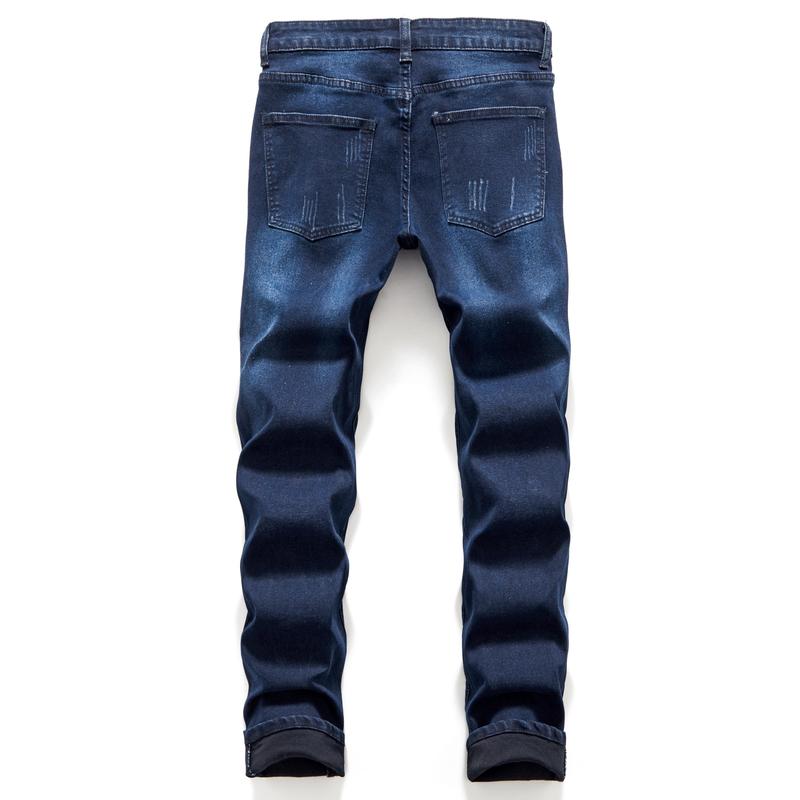 Men's Halloween Patchwork Jeans, Casual Street Style Medium Stretch Denim Pants