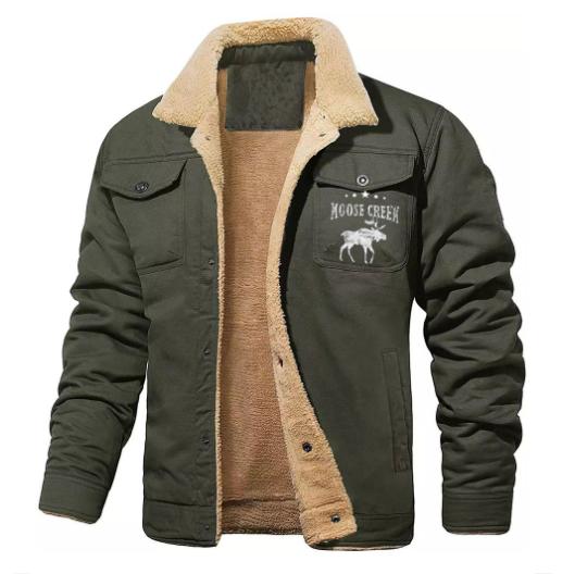 Men's Retro Western Fleece Jacket | Warm Lined Winter Trucker Jacket with Multiple Pockets