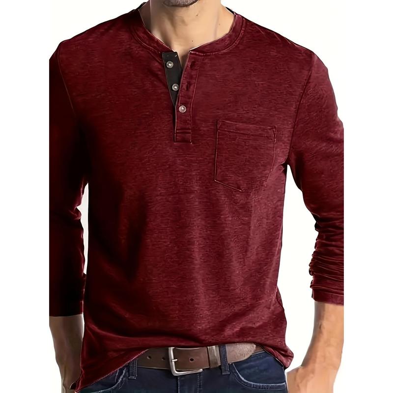 Men's Cotton Blend Henley Shirt, Casual Breathable round Neck Half Button Long Sleeve Shirt, Suitable for Spring and Autumn Outdoor Activities everyday shirt knitted shirt