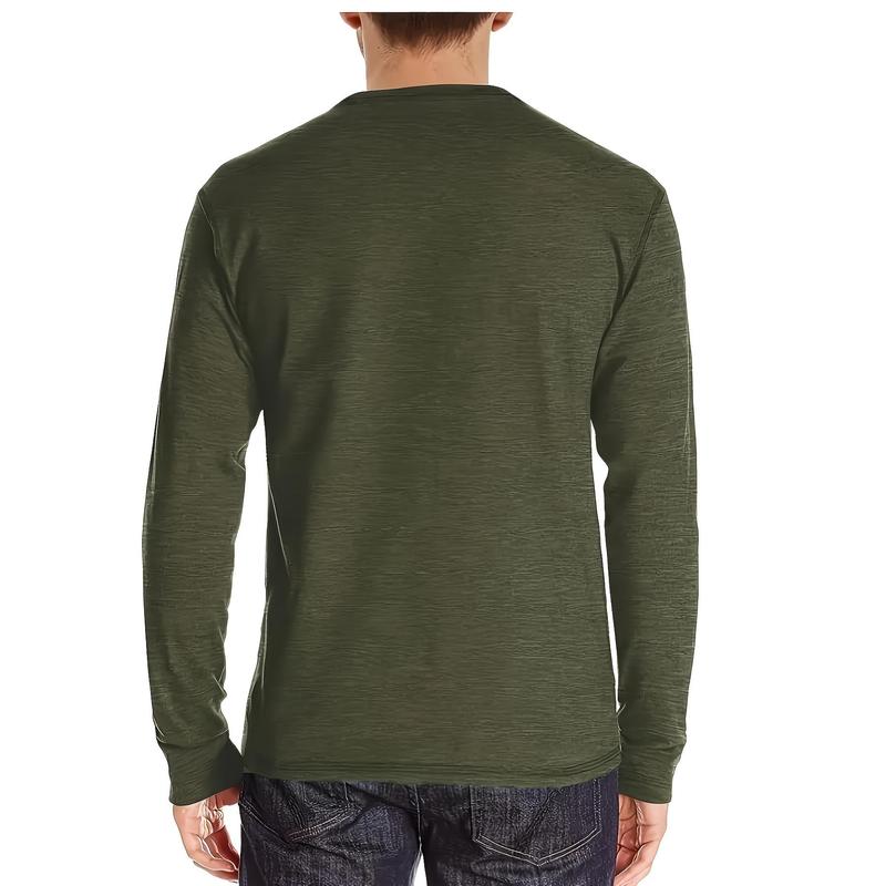 Men's Cotton Blend Henley Shirt, Casual Breathable round Neck Half Button Long Sleeve Shirt, Suitable for Spring and Autumn Outdoor Activities everyday shirt knitted shirt