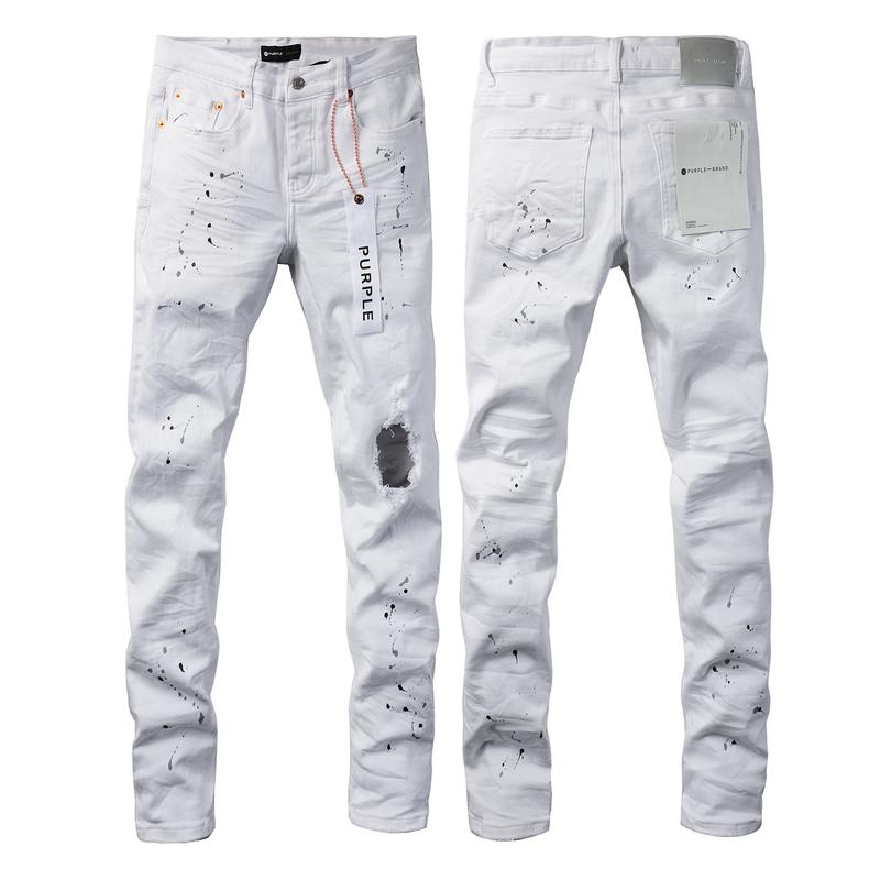 Purple brand Men's Jeans Casual Comfort Holes Fashionable Straight Skinny Slim Fit Jeans, Ripped Stretch Jeans Denim Pants