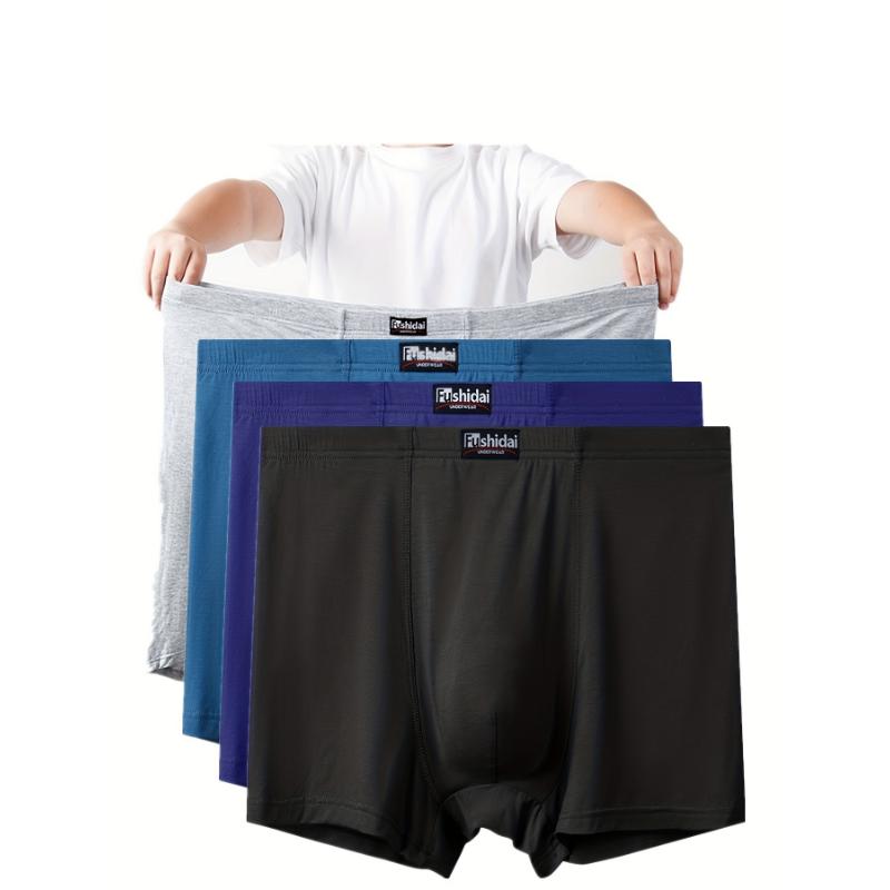 4pcs Plus Size Mens Breathable Boxer Briefs - Ultra Comfy, Quick Drying, High Stretch Modal Fabric - Casual Loose Fit, Solid Color, Daily & Casual Wear, Knit Fabric